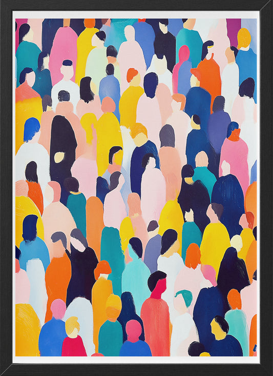 Colorful Crowd Abstract Poster | Modern People Pattern Art