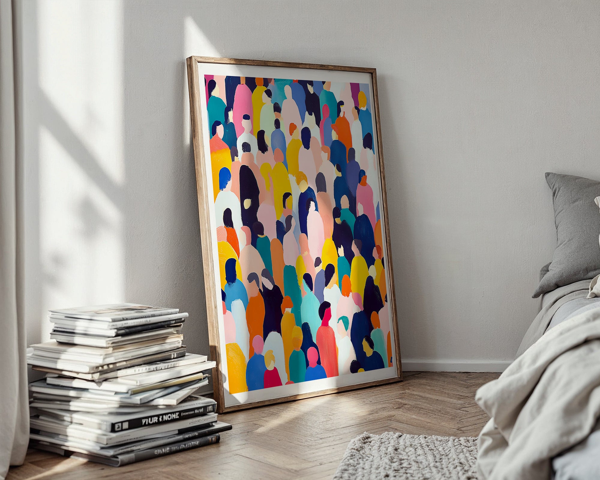 Colorful Crowd Abstract Poster | Modern People Pattern Art