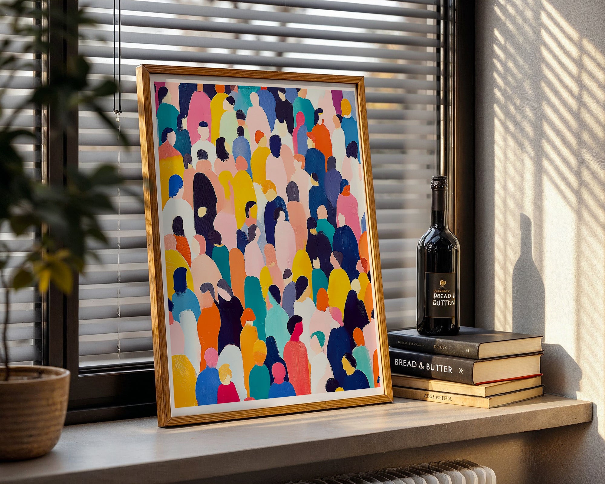 Colorful Crowd Abstract Poster | Modern People Pattern Art