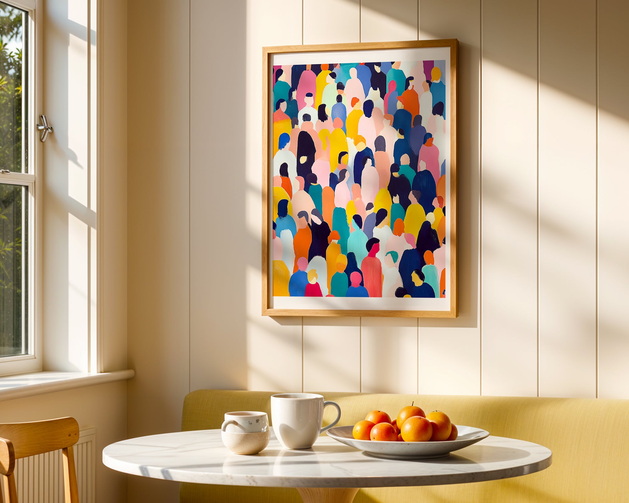 Colorful Crowd Abstract Poster | Modern People Pattern Art
