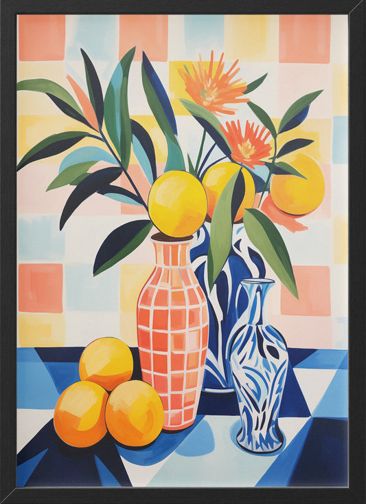 Colorful Lemons Still Life Poster | Matisse Inspired Fauvist Wall Art