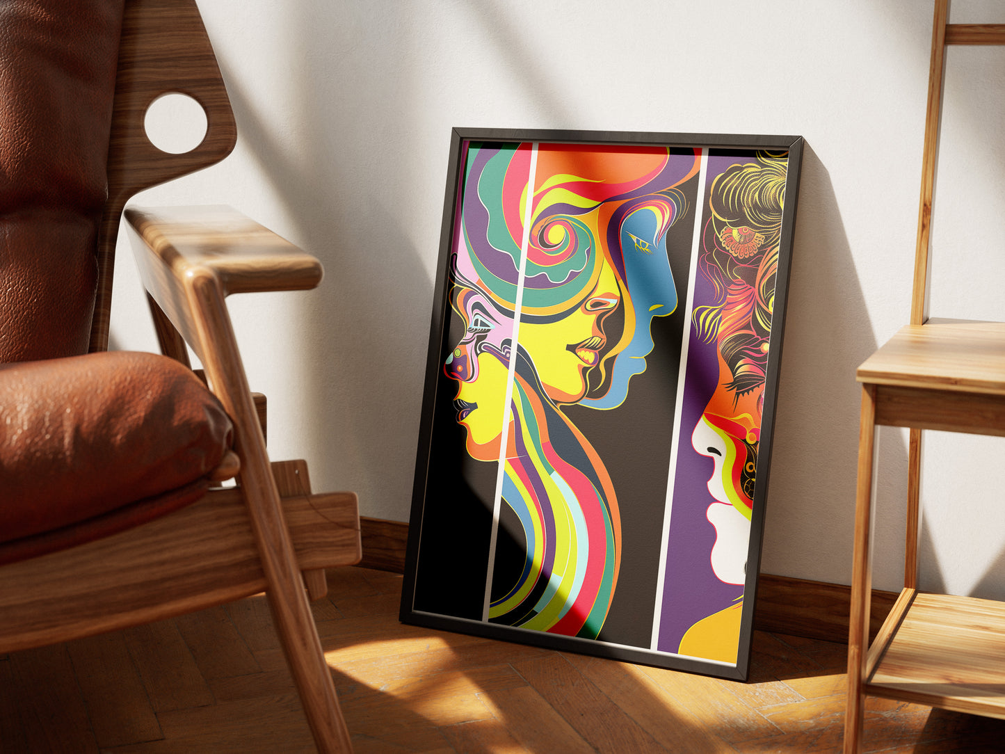 Colorful Psychedelic Face Art Poster | Inspired by 60s Graphic Design