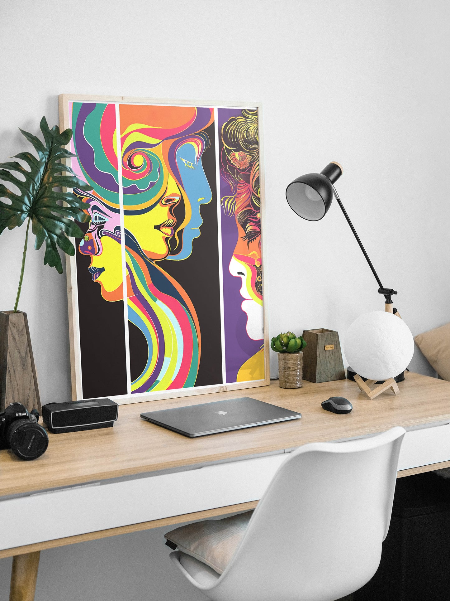 Colorful Psychedelic Face Art Poster | Inspired by 60s Graphic Design