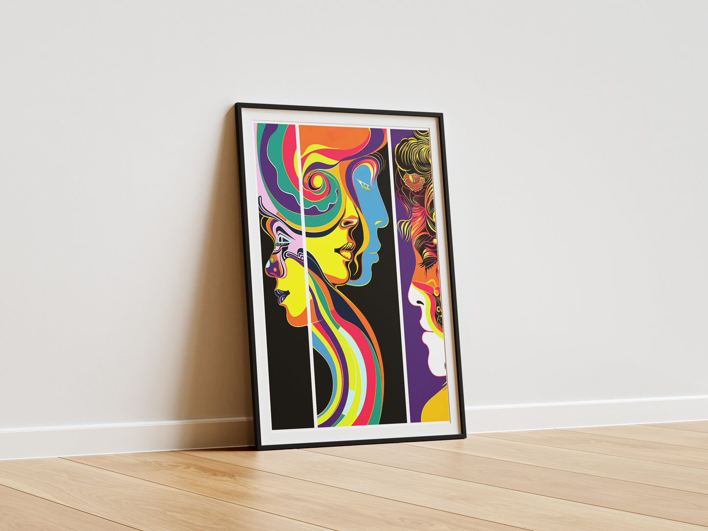 Colorful Psychedelic Face Art Poster | Inspired by 60s Graphic Design