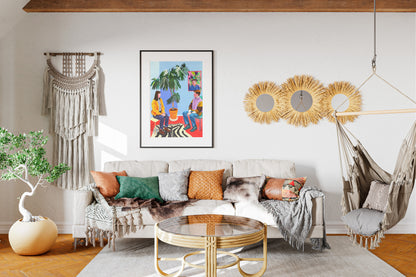 Colorful Risograph Art Poster | Minimalist Home Interview Scene