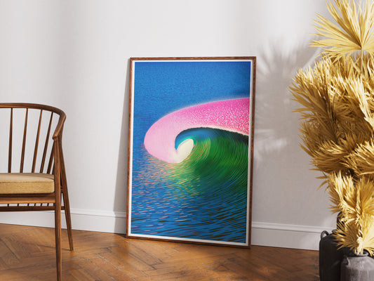 Colorful Surf Wave Poster | Vibrant Ocean Wall Art for Coastal Interiors