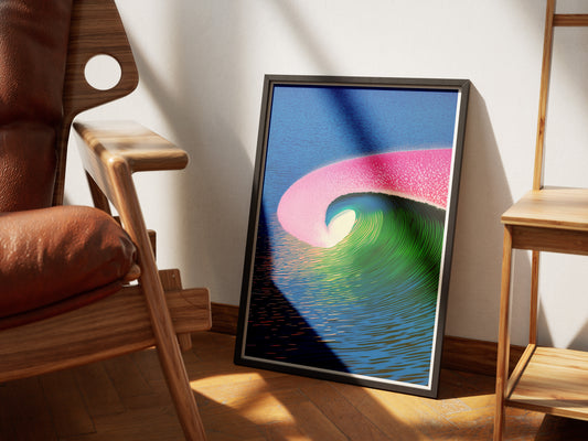 Colorful Surf Wave Poster | Vibrant Ocean Wall Art for Coastal Interiors