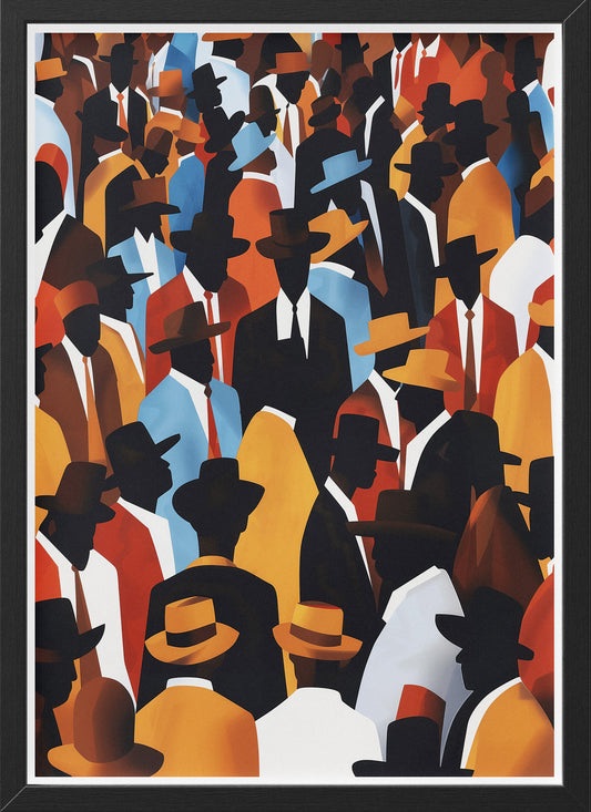 Crowd of Hats Poster | African American Abstract Wall Art Print