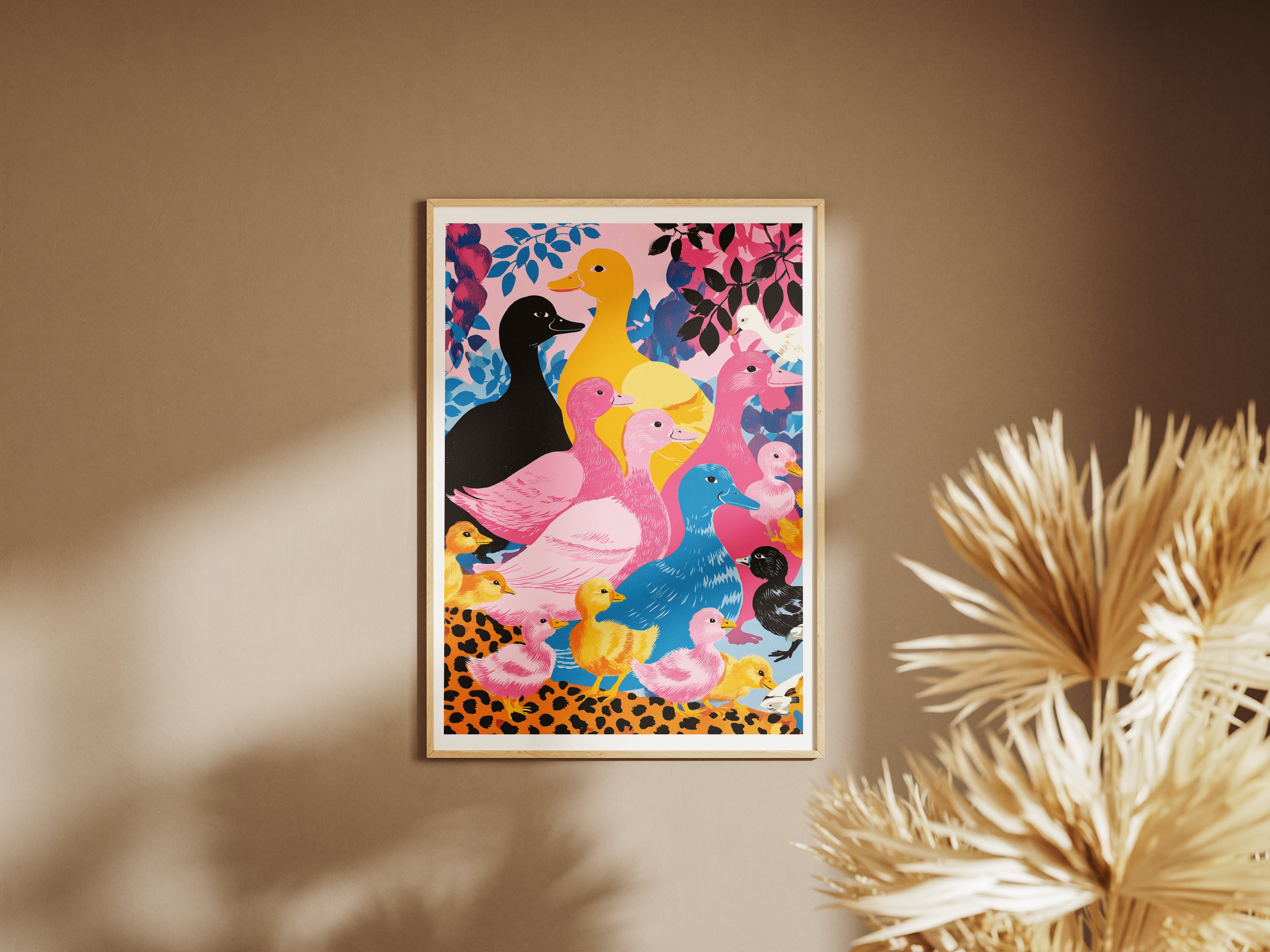 Colorful Duck Parade Poster | Whimsical Animal Art Print