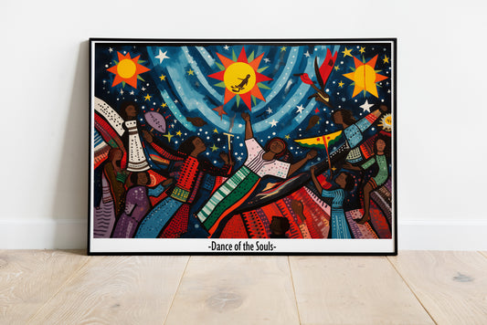 Dance of the Souls Poster | Afrocentric Spiritual Celebration Wall Art