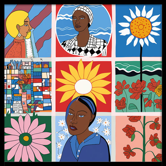 Feminist Portrait & Floral Poster | Afrocentric Storytelling Wall Art