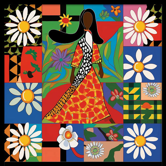 Floral Feminist Square Poster | Colorful African American Art Print