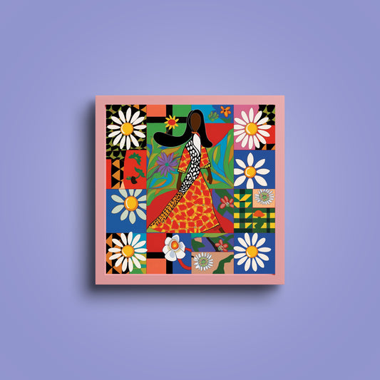 Floral Feminist Square Poster | Colorful African American Art Print