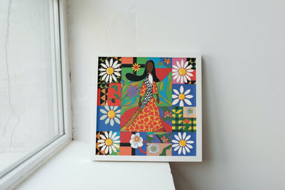Floral Feminist Square Poster | Colorful African American Art Print