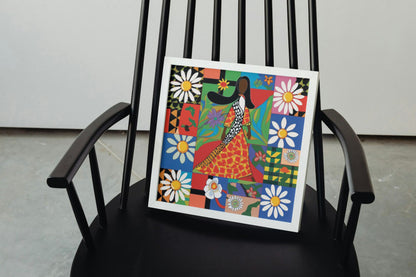 Floral Feminist Square Poster | Colorful African American Art Print
