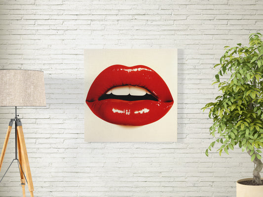 Glossy Red Lips Poster | Pop Art Style Fashion Wall Art
