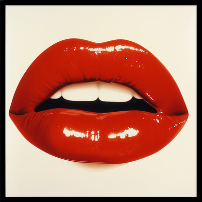 Glossy Red Lips Poster | Pop Art Style Fashion Wall Art