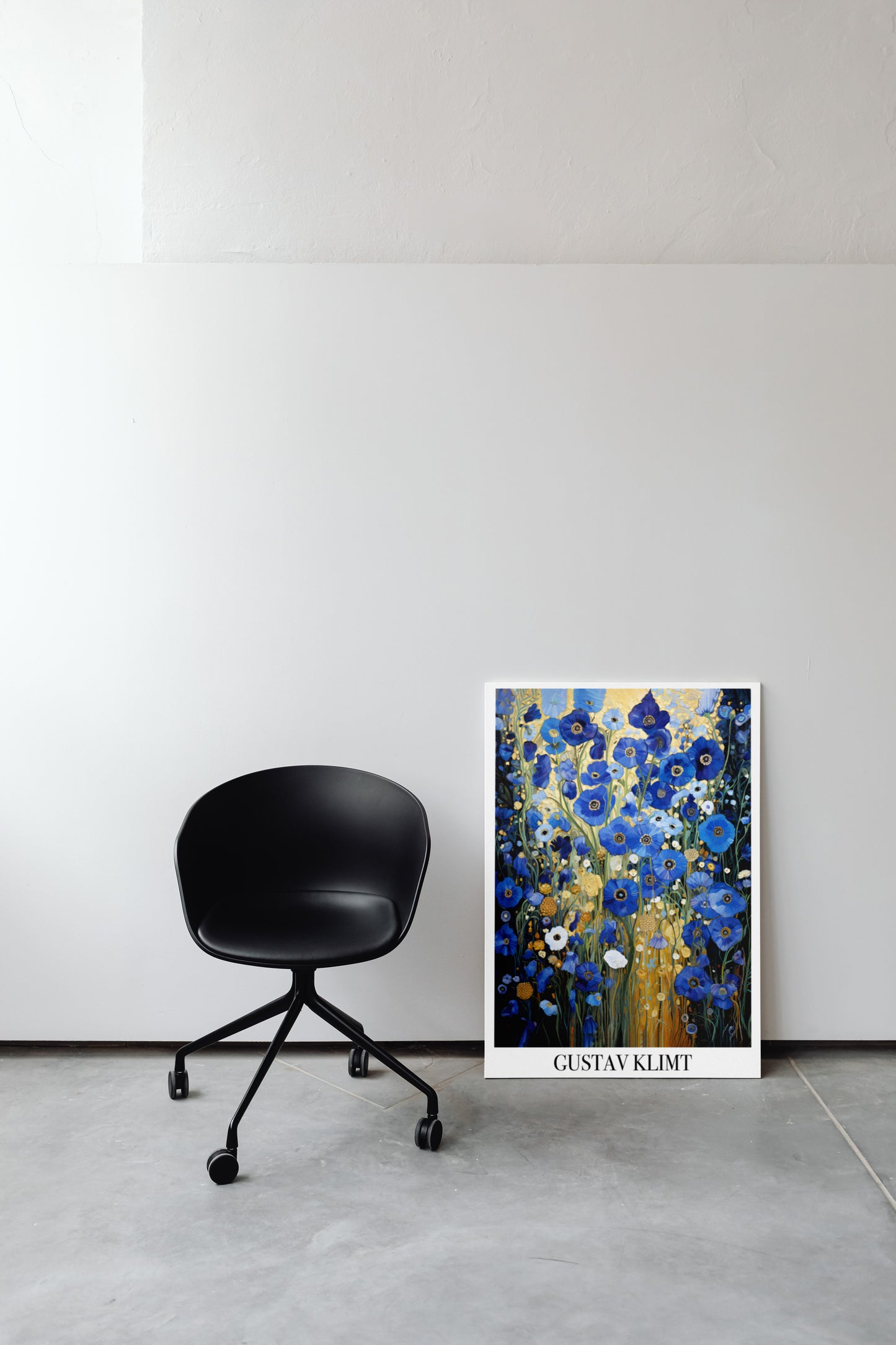 Gustav Klimt Blue Flower Poster | Botanical Wall Art Print