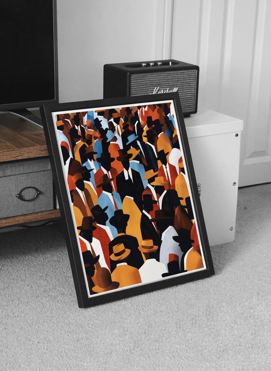 Crowd of Hats Poster | African American Abstract Wall Art Print