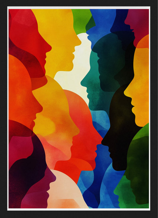 Abstract Human Faces Poster | Colorful Silhouette Inclusion Wall Art