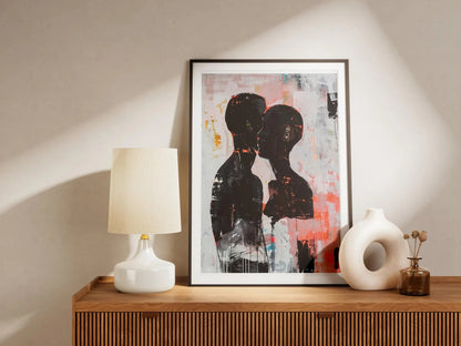 Abstract Black Couple Poster | Afro American Expressionist Wall Art