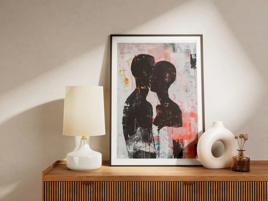 Abstract Black Couple Poster | Afro American Expressionist Wall Art