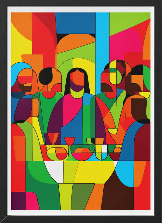 Modern Abstract Last Supper Poster | Colorful Cubist Christian Wall Art Print