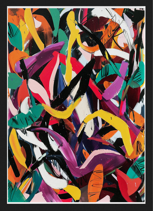 Dynamic Brushstroke Abstract Poster | Expressionist Color Splash Wall Art