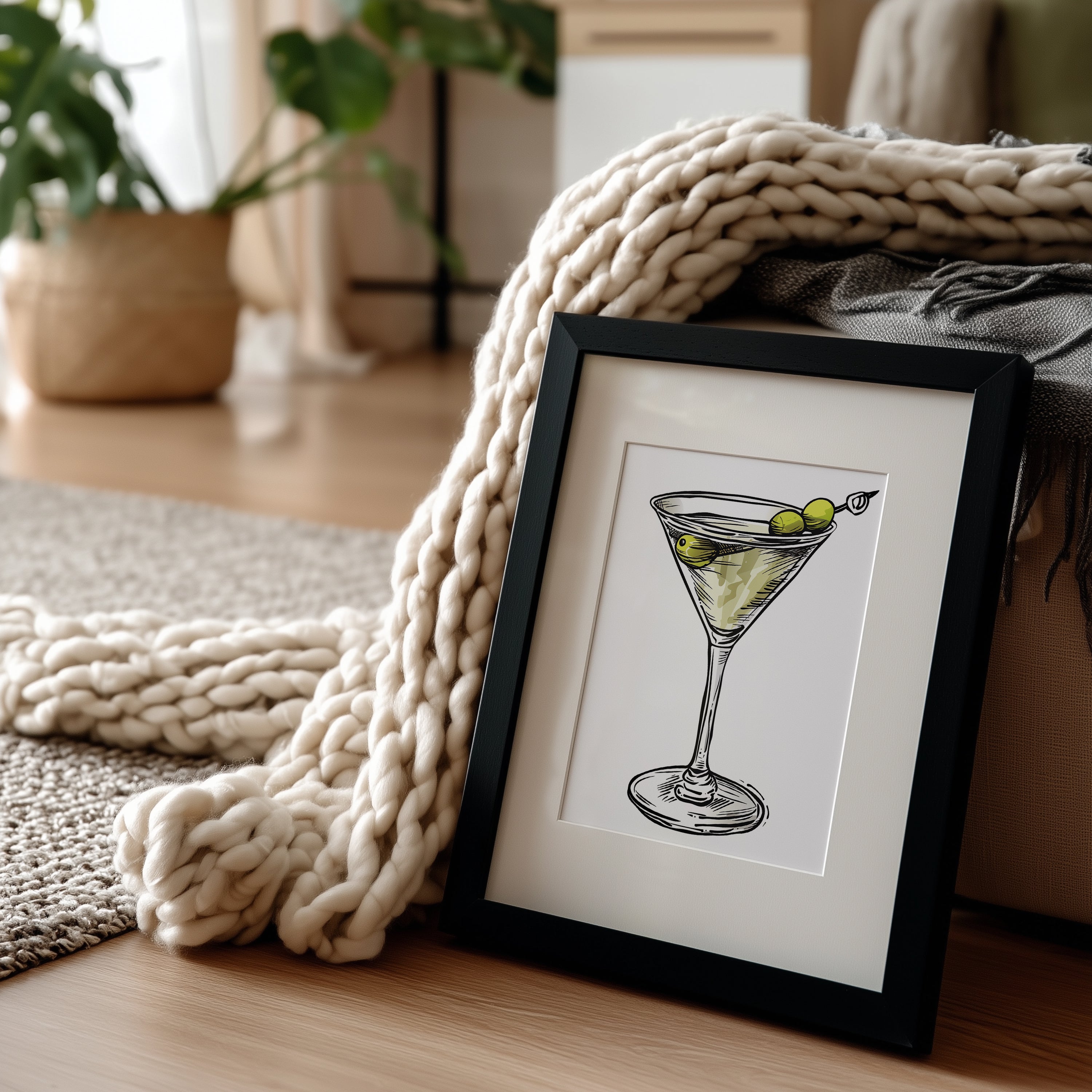 Martini Glass Illustration Poster | Minimalist Cocktail Art Print
