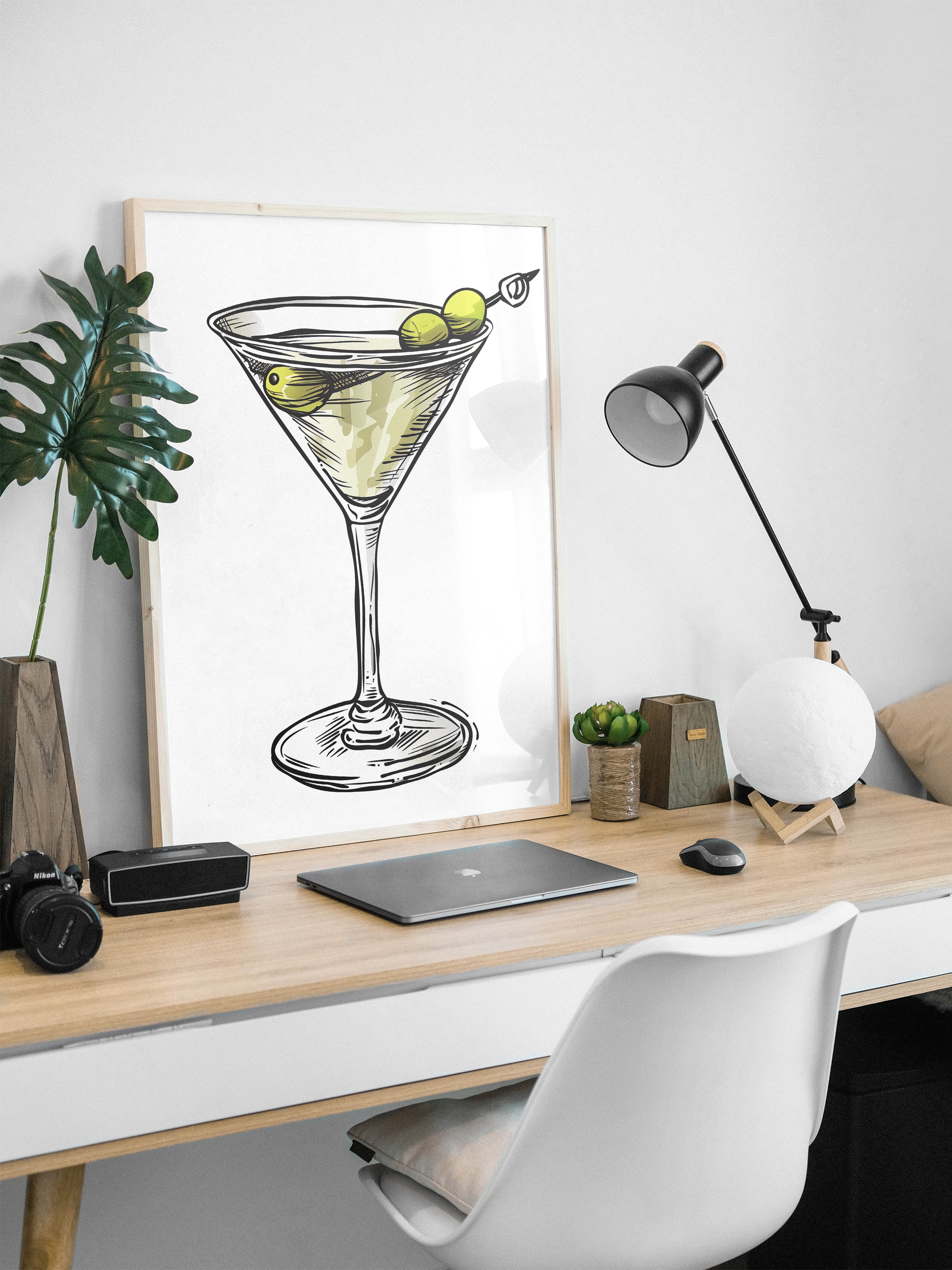 Martini Glass Illustration Poster | Minimalist Cocktail Art Print