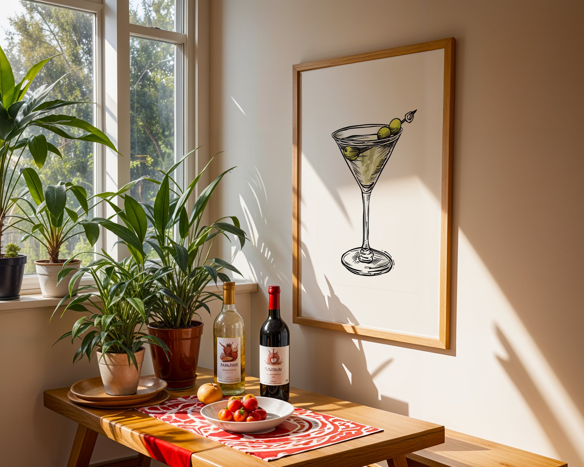 Martini Glass Illustration Poster | Minimalist Cocktail Art Print