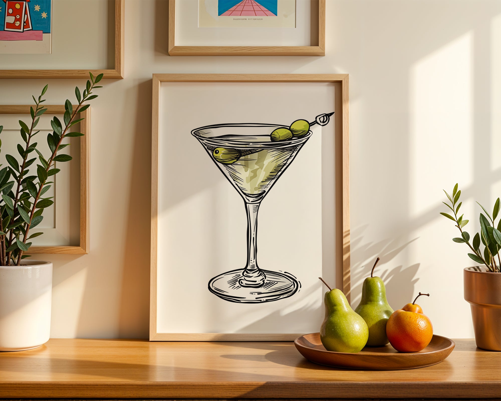 Martini Glass Illustration Poster | Minimalist Cocktail Art Print