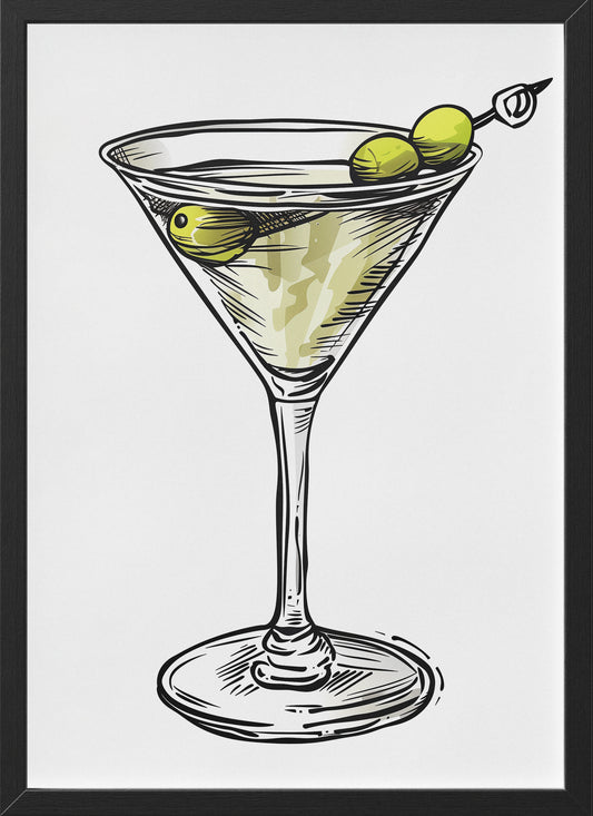 Martini Glass Illustration Poster | Minimalist Cocktail Art Print