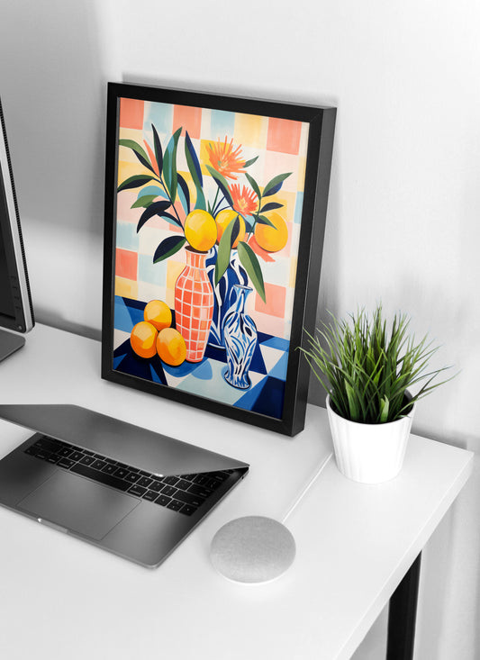 Colorful Lemons Still Life Poster | Matisse Inspired Fauvist Wall Art