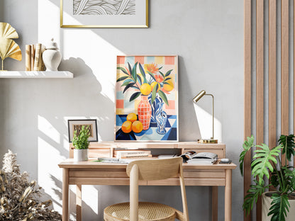 Colorful Lemons Still Life Poster | Matisse Inspired Fauvist Wall Art
