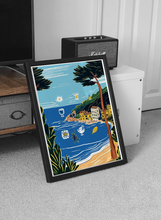 Mediterranean Coastal Poster | Italian Seaside Summer Wall Art Print