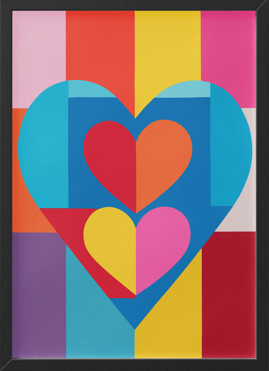 Colorful Geometric Heart Poster | Modern Graphic Wall Art Print