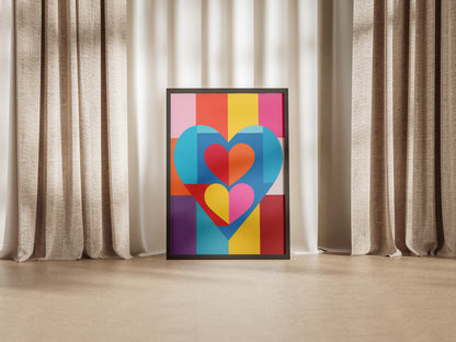 Colorful Geometric Heart Poster | Modern Graphic Wall Art Print