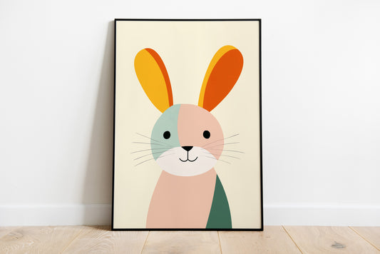 Minimalist Bunny Poster | Cute Rabbit Art for Nursery or Kids Room
