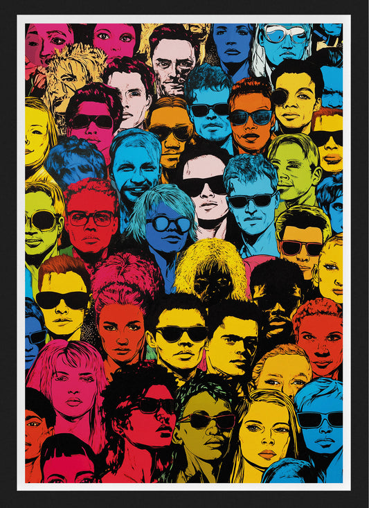 Pop Art Faces Poster | Colorful Retro Wall Art for Urban Interiors