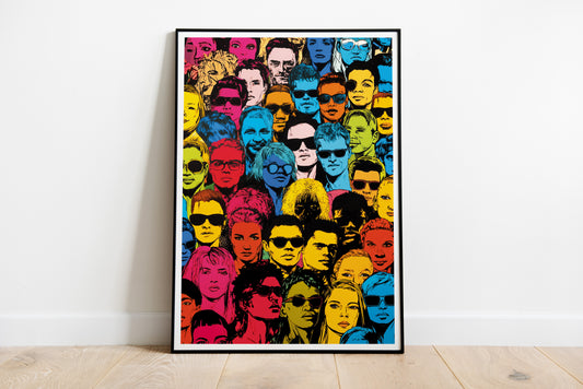 Pop Art Faces Poster | Colorful Retro Wall Art for Urban Interiors