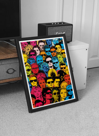 Pop Art Faces Poster | Colorful Retro Wall Art for Urban Interiors