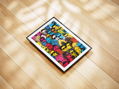 Pop Art Faces Poster | Colorful Retro Wall Art for Urban Interiors