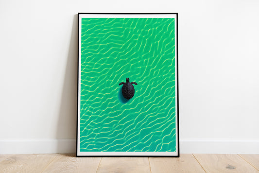 Sea Turtle Poster | Minimalist Ocean Vibes Wall Art for Coastal Homes