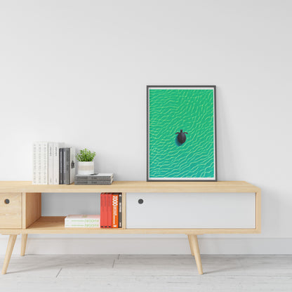 Sea Turtle Poster | Minimalist Ocean Vibes Wall Art for Coastal Homes