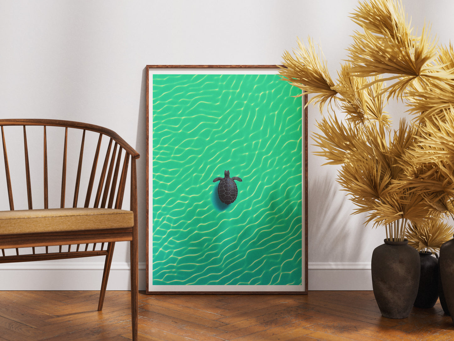 Sea Turtle Poster | Minimalist Ocean Vibes Wall Art for Coastal Homes