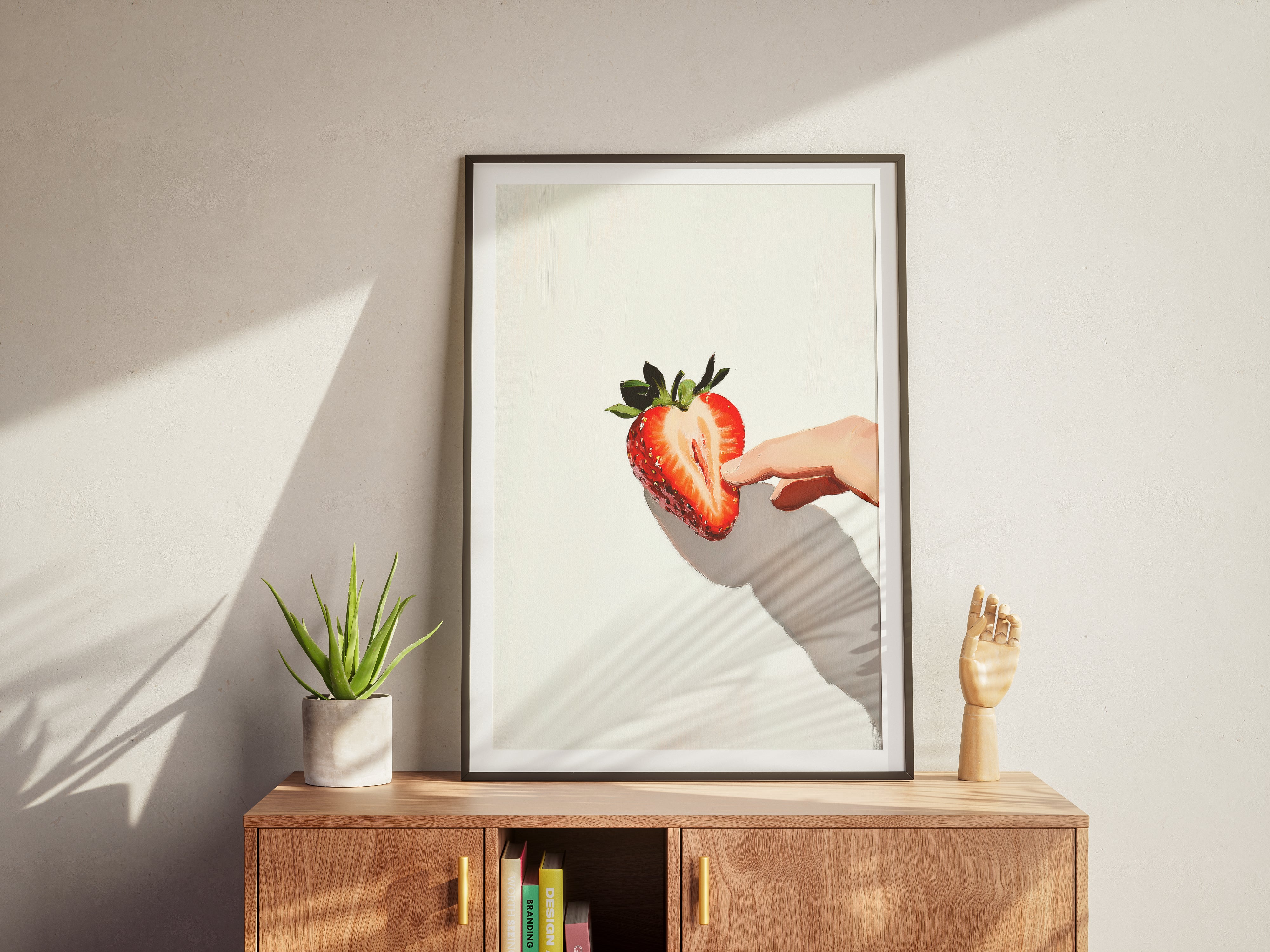 Strawberry Poster | Minimalist Fruit with Playful Art