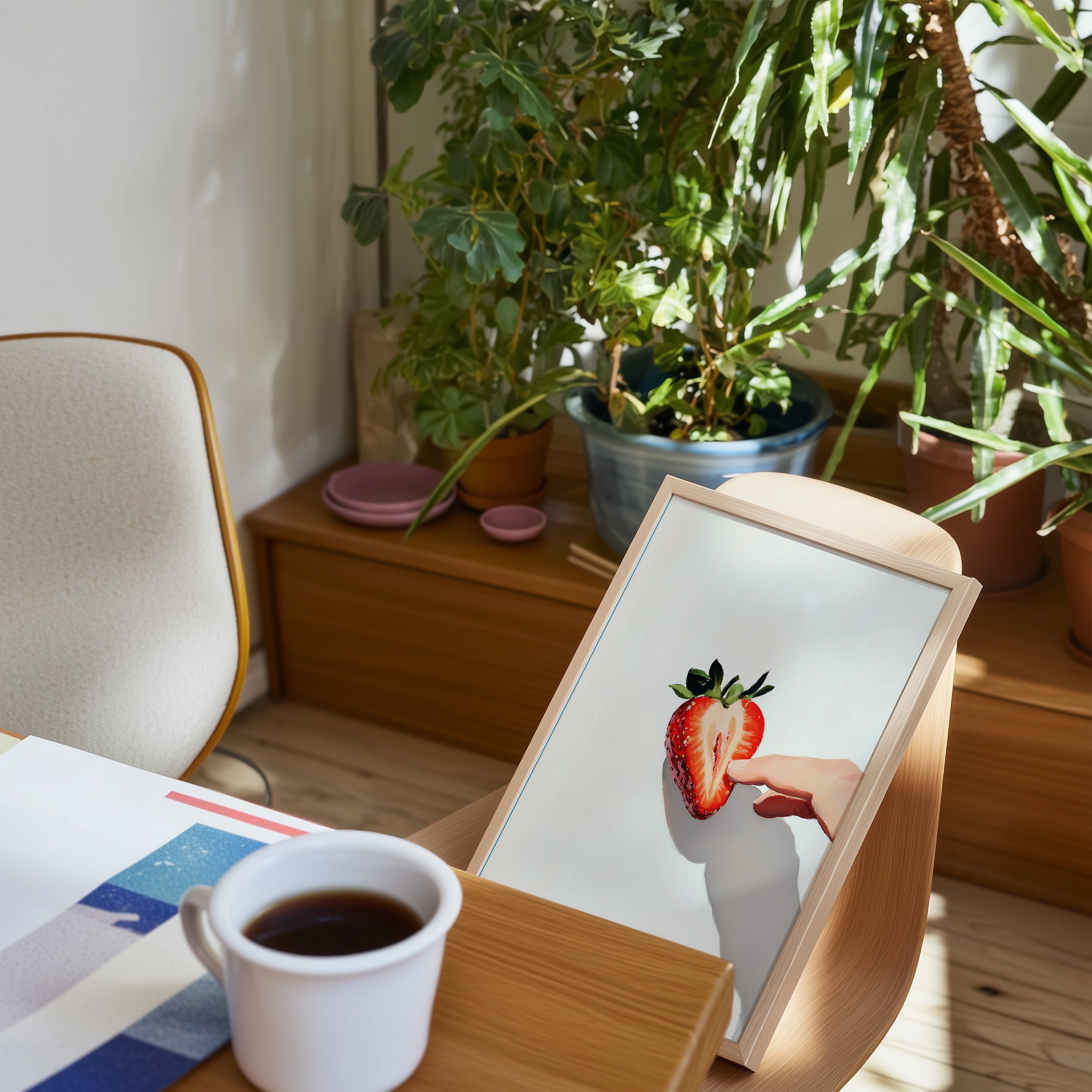 Strawberry Poster | Minimalist Fruit with Playful Art