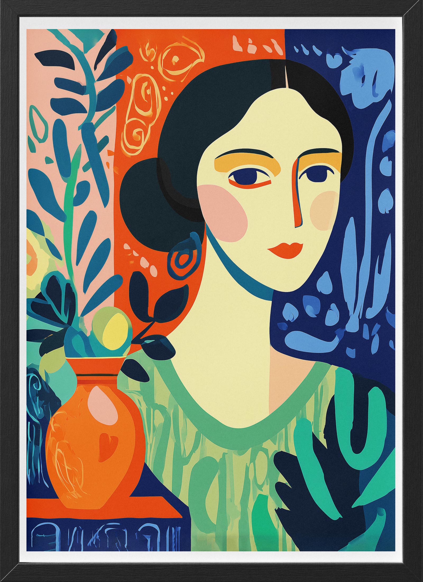 Colorful Modern Woman Portrait Poster | Bold Abstract Fauvist Style Wall Art