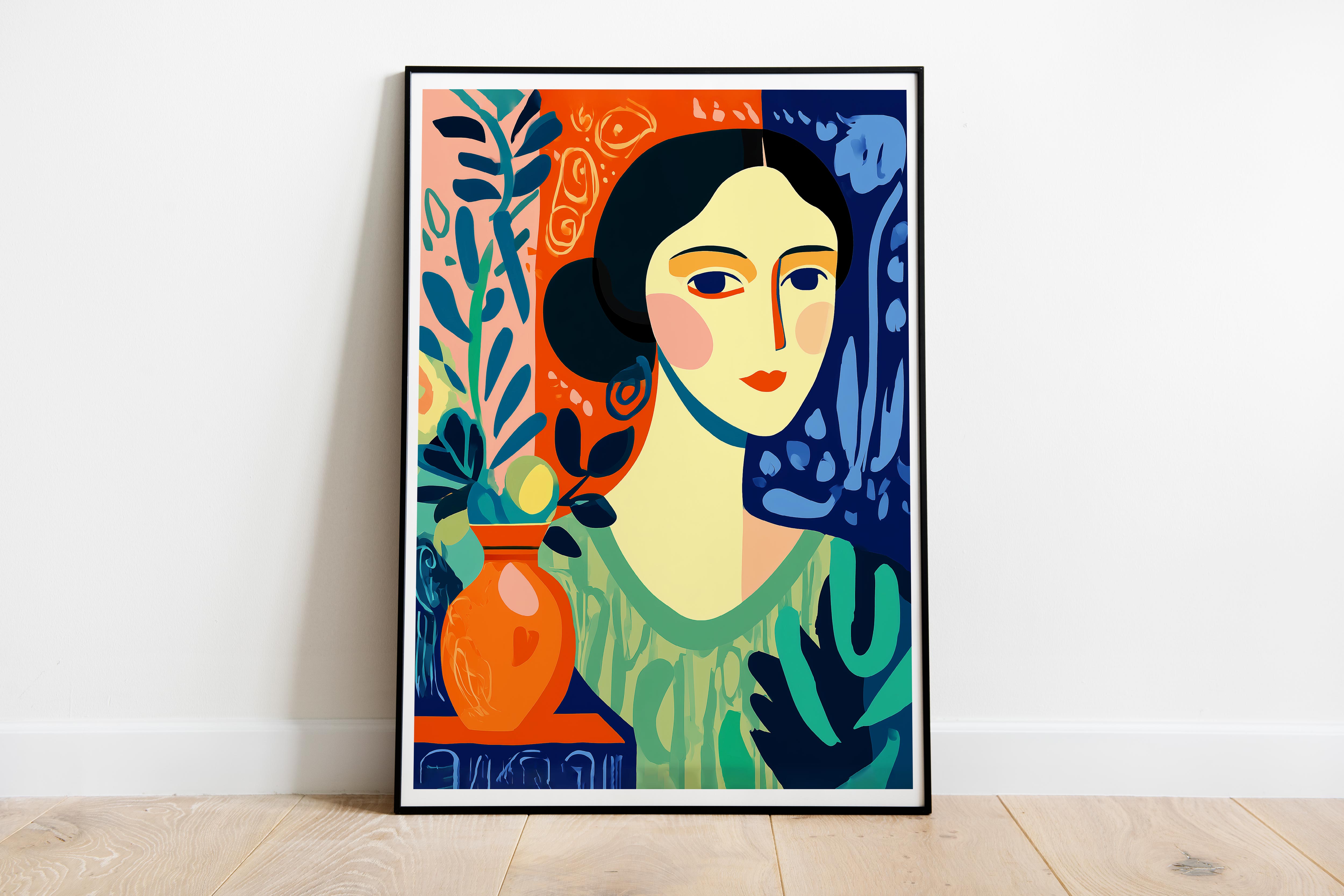 Colorful Modern Woman Portrait Poster | Bold Abstract Fauvist Style Wall Art